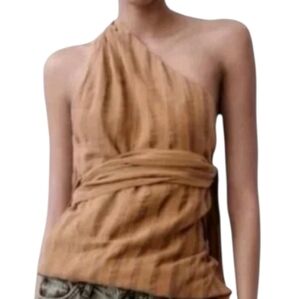 NWT ZARA unique one shoulder wrap & tie top - S.            F22